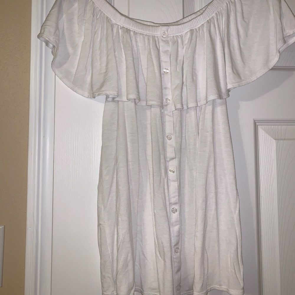 white strapless shirt